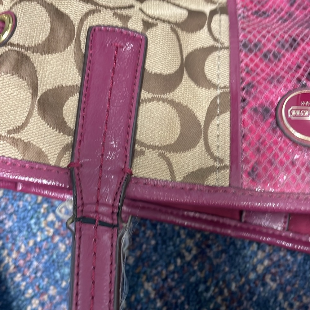 Used Coach Signature Python Stripe Carry-All - Picture 13 of 17